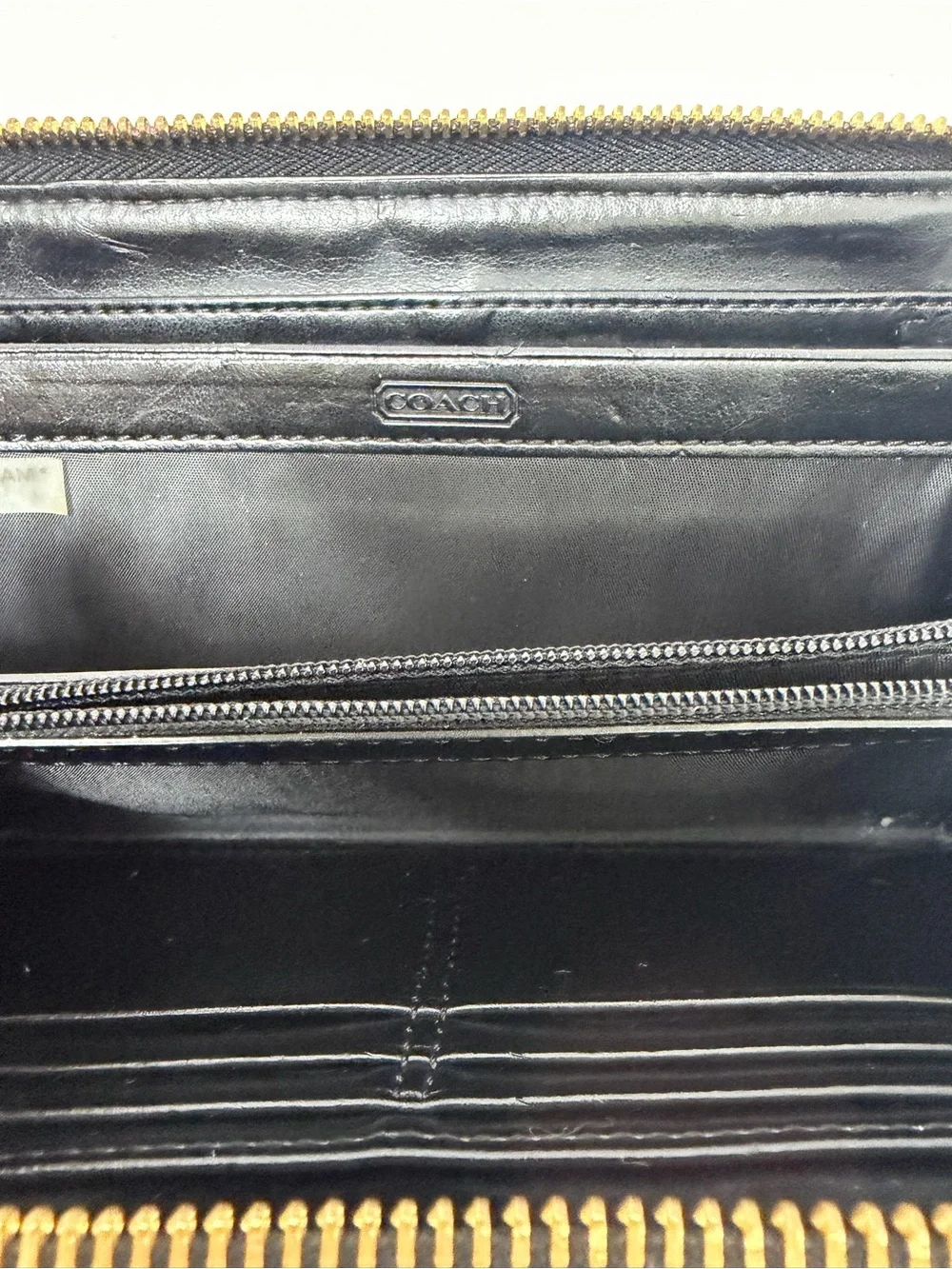 Coach Ashley Zip Around Accordion Leather Wallet Black
